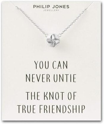 Philip Jones Silver Plated Love Knot Necklace with Quote Card