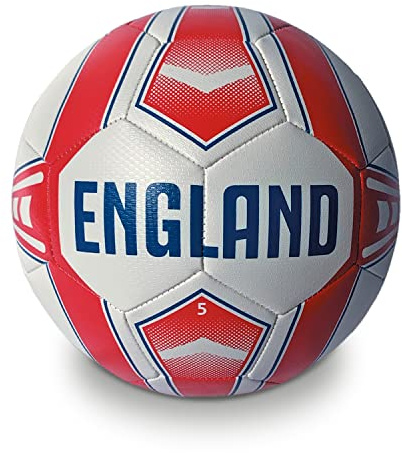 Mondo Sport - Pallone da Calcio Cucito ENGLAND, Misura 5, 400 g, Colore Bianco, Rosso - 23017
