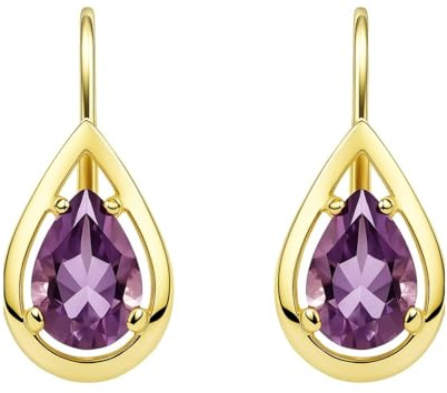 Boutons Ohrringe Amethyst violett lila Tropfen 333 Gold Gelbgold Damen