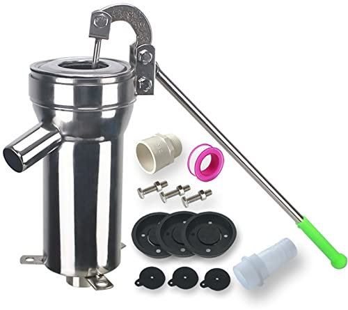 wopee Manual Prensa Pozo De Agua, Manual Relajado Aumentar El Flujo De Cuero Fácil De Usar Prensa De Agua Bomba De Mano Pasado De Moda Cuenco Uso En El Hogar(Size:Pump+8 Leather Bowls)