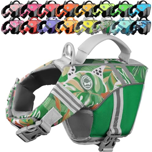 VIVAGLORY Chaleco Salvavidas de Estilo Deportivo para Perros con Flotación Adicional, Chaleco de Natación Ajustable y Duradero para Perros Pequeños, Floral