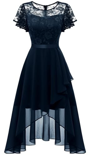 WedTrend Ballkleider Abendkleider für Hochzeit Gast Abschlusskleid Cocktailkleid Sommerkleid Spitze Festliche Kleider Für Damen WT0303NavyXL