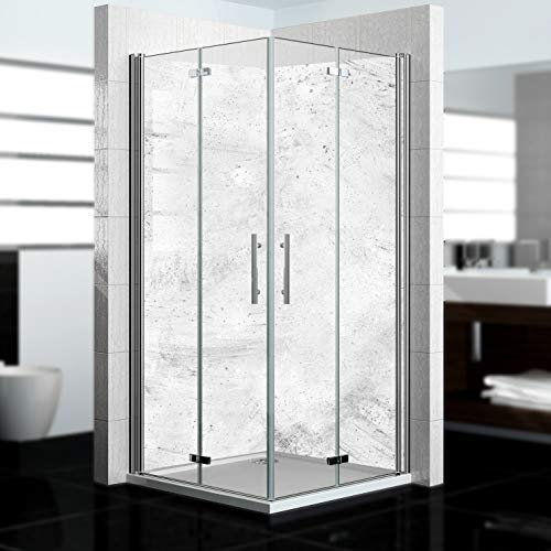 dedeco Pannello posteriore doccia impermeabile, motivo: cemento V4, vernice UV lucida, 2 x 100 x 200 cm, come parte posteriore del bagno per la sostituzione delle piastrelle, come parete decorativa,