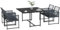 Outsunny 5 Pieces Garden Dining Set, Outdoor Patio Cube Set, 4 Seater Outdoor Table and Chairs with Foldable Backrest, Tempered Glass Top, Handwoven Rope for Poolside, Space-Saving, Dark Grey