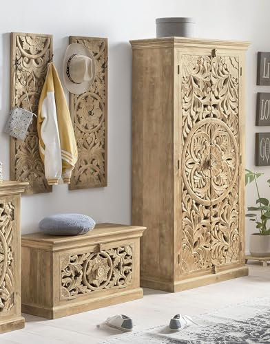 Dynamic24 Garderoben Set Schuhschrank Garderobenpaneel Kleiderschrank Garderobenschrank