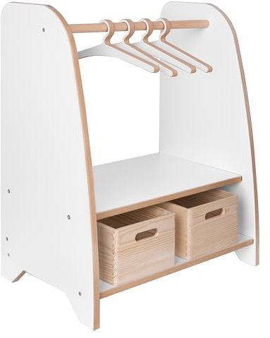 GUGI - Kindergarderobe mit Aufbewahrung Größe S 65x73x36 cm - Kinderkleiderschrank mit Kleiderstange, Kindermöbel mit Fächern, Kinder Kleiderschränke mit Haken