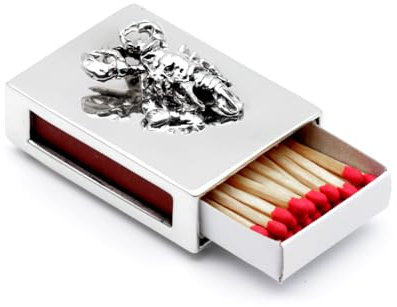 Brillibrum Design Noble Caja de cerillas de estaño con figura decorativa, caja de cerillas de metal con cerillas (cáncer, sin grabado)