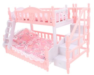 Abaodam Letto a Castello Per Bambole Miniatura 1:12 Set Di Biancheria Da Letto Con Cuscino E Lenzuolo Per Casa Delle Bambole Accessori Per Gioco Di Finzione E Decorazione Stanza Bambini