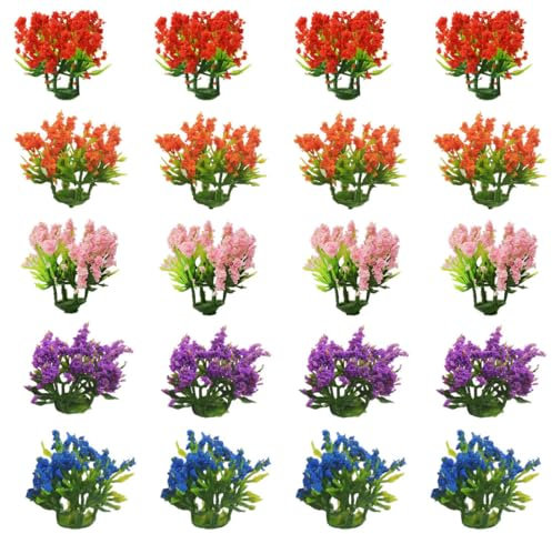 QEDBOJE 20 pièces Touffe d'herbe statique auto-adhésif pour modèle, herbe modelisme, fausse herbe pour base de modèle, mousse artificielle pour chemin de fer de paysage de train, maquette