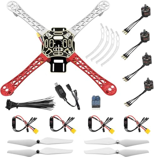 HAWK'S WORK F450 Drone Kit att bygga, Gör-det-själv Quadcopter Set, Ram + ESC + Borstlös Motor + Prop + Tillbehör + Guild Bok & Video (D) | Gör-det-själv-kit med öppen källkod baserat Pixhawk, bred kompatibel, snabb montering, UAV-utbildning/forskning
