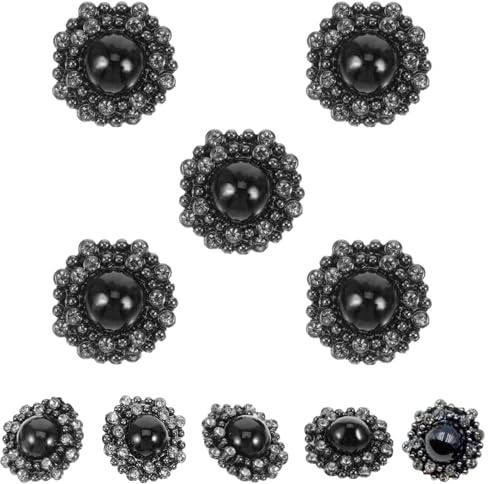 Lwzko - Botones de 20 mm con barra de diamantes de imitación de 20 mm, artesanales de aleación para coser, decoración floral para abrigos, camisa, blazer (redondo)