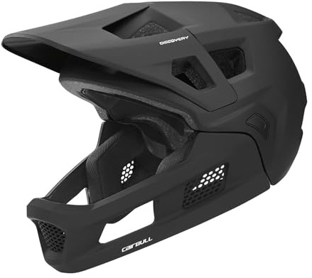 Baoblaze Mountain Bike Helmet Bicycle Helmet for Adults Lightweight with Detachable Chin Pad Gear Breathable Full Face Cycling Helmet, Black