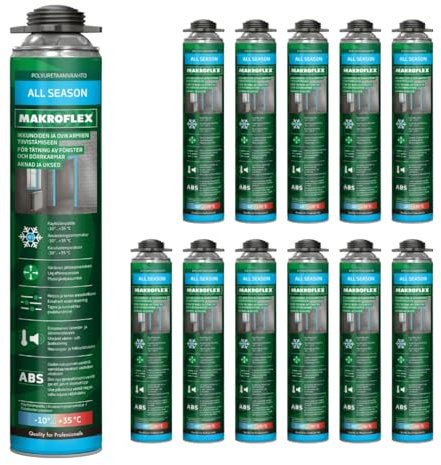 Mousse de construction pour pistolet toutes saisons - Mousse d'isolation efficace et de remplissage de joints pour des applications précises - Mousse d'isolation (12 x 750 ml)