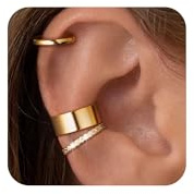 Tewiky Ear Cuffs für Damen ohne Ohrloch – Zarte 14K Vergoldet/Silber Ohrclips Fake Ohrringe mit Zirkonia Steinen für Knorpel Piercing, Schmuck Geschenk