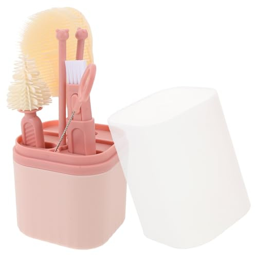 MUELODSIC Set de Cepillos para Bebés Cepillo Portátil para Biberones y Tetinas de Silicona Suave Kit de Limpieza Compacto con Escurridor para Viajes Accesorios Esenciales para Recién
