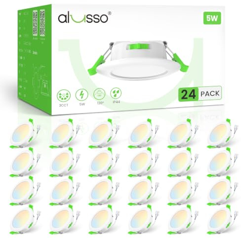 ALUSSO LED Einbaustrahler 230V 68-75mm, 5W Deckenspots, Rund Weiss 24er Set