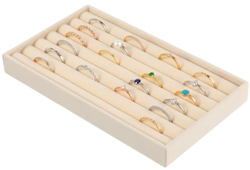 Ring Organiser Box, Velvet Ring Showcase Holder Rings Holder Display Tray