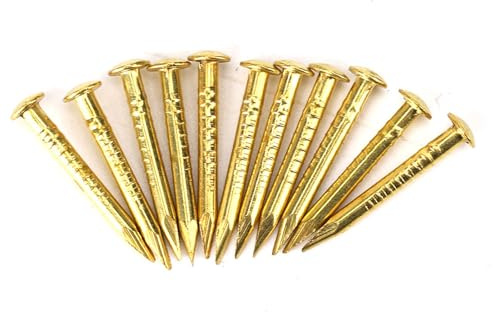 Dioche Accesorios de Hardware de Latón para Clavos de Cabeza Redonda, 1 Pulgada por 100 Uds., 10mm/15mm/18mm/22mm, Fijación Duradera para Bisagras de Muebles (15 mm de largo)