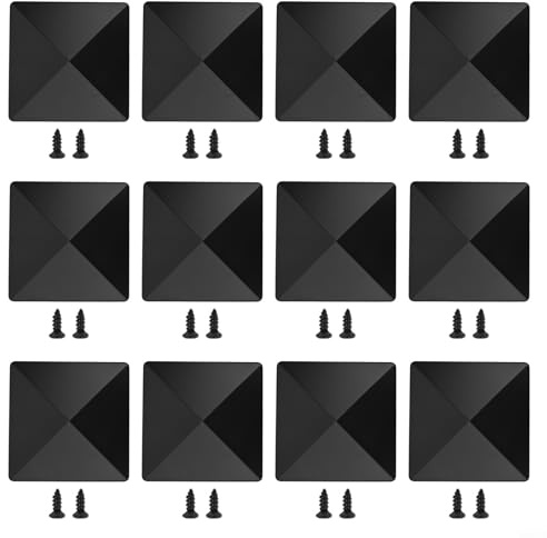 Micpointik Tapones de plástico negro para postes de valla con agujeros previamente perforados para postes de 4 x 4 pulgadas, accesorio impermeable para valla de jardín (12 unidades)