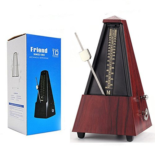 TAMUME Kunststoff Metronom Mechanisch mit Kunststoff Gehäuse - Rot Holz Textur
