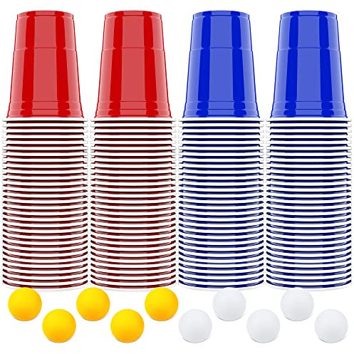 AOLUXLM [100+10] Beerpong Partybecher Beer Pong Becher 480ml /16OZ Bier Pong Party Becher | Wiederholbare Trinkbecher Camping Cocktail Bier Weihnachten Geburtstag Hochzeit