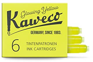 Kaweco Tintenpatronen im 6er-Pack Glowing Yellow Gelb I hochwertige Premium Tinte für Füllhalter mit kurzen Standardpatronen | vegan tierversuchsfrei wasserlöslich