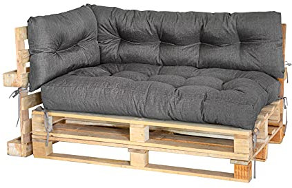 MAKOSAS Palettenkissen | Palettenpolster | Palettenauflagen | Palettenpolster | Palettenmöbel | Palettensofa Sitzkissen Set (3er Set (120x80 cm + 120x40 cm + 60x40 cm))