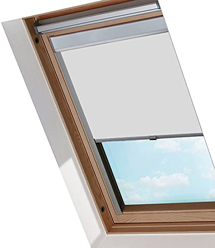 Lospitch - Tenda a rullo per lucernario, avvolgibile, oscurante, protezione termica dal calore, S06, 97,3 x 94 cm, colore grigio
