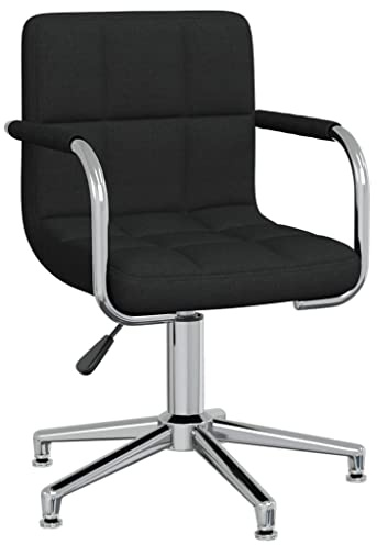 vidaXL Chaise Pivotante de Salle à Manger Chaise à Dîner Siège de Cuisine Chaise de Repas Hauteur Réglable Maison Intérieur Noir Tissu