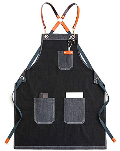 fayengan Tablier Homme, Tablier Barbecue Homme, Tablier Barman Confortable Et Imperméable, Multipoches Bonne Qualité Bricolage Tablier Travail Atelier, pour Menuisier Peinture Jardinier