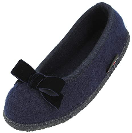 HAFLINGER Slipper Fiocco Filzpantoffel Hausschuh Ballerina Mittelblau, Gr. 40