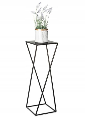 HowHomely Blumenständer Metall Schwarz 70 cm Hoch - Solider und Robuster Blumenhocker Metall - Pflanzenständer im Loft Stil für die Dekoration in Wohnzimmer
