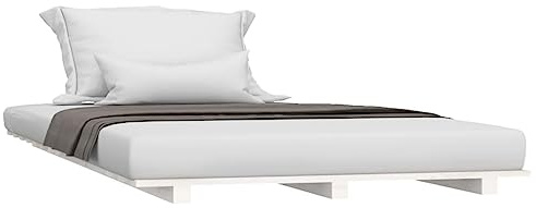 vidaXL Cadre de Lit, Lit Simple avec Sommier à Lattes, Lit Adulte, Meuble de Chambre à Coucher Intérieur, Blanc 90x200 cm Bois de Pin Massif