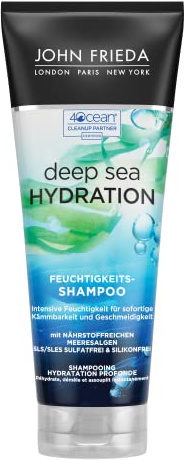 John Frieda Deep Sea Hydration Feuchtigkeits-Shampoo - Inhalt: 250 ml - SLS/SLES Sulfatfrei - Mit nährstoffreichen Meeresalgen