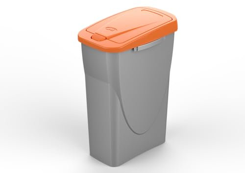 eacommerce - Pattumiera per raccolta differenziata Componibile in Plastica | Sistema di Aggancio Facilitato | Ideale per Casa e Giardino | Arancio 40 Litri