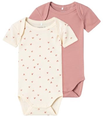 NAME IT Baby - Mädchen Nbfbody 2p Ss Buttercream Hearts Noos, Buttercream, 68