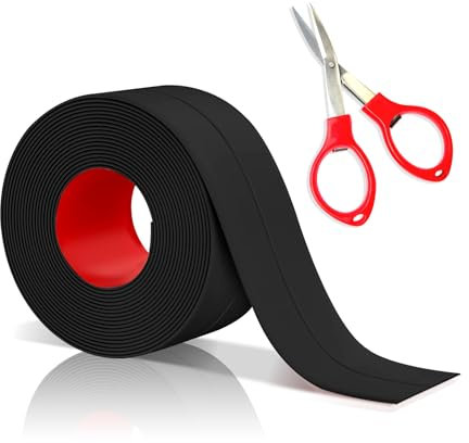 Dichtungsband Selbstklebend, Wasserdichtes Klebeband, Dichtband für Küche/Badezimmer/WC/Ecke. Verhindert dass Feuchtigkeit und Verhindert Schimmel, Einfach zu Verwenden. (Schwarz, 5M)