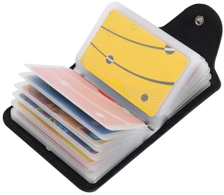 IHIGOGOFA Credit Card Holders Soft Genuine Leather Compact Wallet ID Bank Card Case Purse 20 Thickening Durable Plastic Insert Sleeves