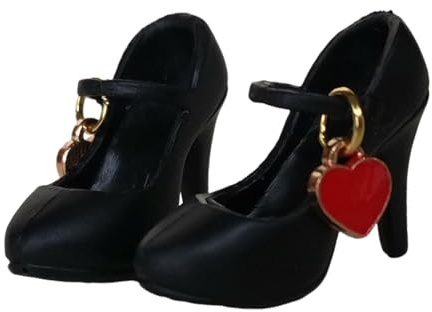rockible Zapatos de tacón Alto para Figuras de muñecas, Zapatos en Miniatura, Zapatos de Moda para Figuras, Accesorio de Vestir Corporal, 1/6, Negro