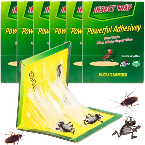 6 Piezas Trampas Cucarachas,Potentes Trampas para Insectos Pegajosos,Placas de Trampa de Plagas,Cucarachas Glue Trampas Adecuado para Cocina Dormitorio Baño Balcó Anti Cucarachas
