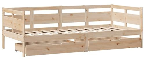 vidaXL Sofá Cama con cajones Madera Maciza de Pino 90x190 cm, sofá Cama, sofá Cama cómodo, sofá Cama con cajones, Cama de Invitados