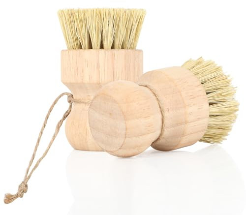 Hisdricus - 2 Reinigungsbürste - Vegetable Brush - Spülbürste Rundkopf, 2 Stück aus Jutefasern, umweltfreundlich und langlebig, für Töpfe, Pfannen und Gemüse, sicher und Nicht leicht verformbar