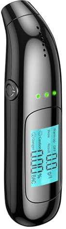 PEAKGEAR Breathalyser with USB Battery, Professional Alcohol Meter, Police Accurate with Digital Blue LCD Display, Mouthpieces Unnecessary, Alcohol Tester, for Use at Home or at Parties