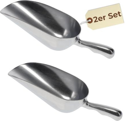 2x Futterschaufel Aluminium 750 ml Mehlschaufel Eisschaufel Abwiegeschaufel Sackschaufel Getreideschaufel Schaufel Metall