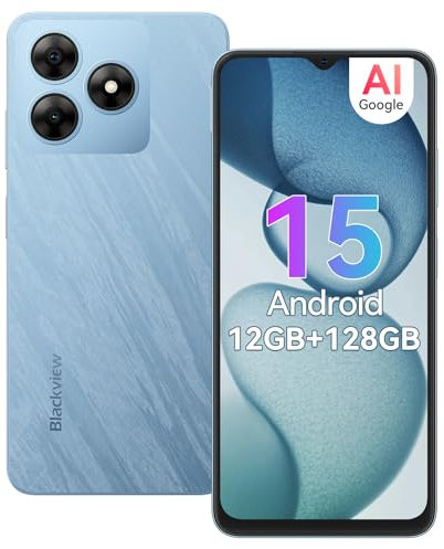 Blackview WAVE 8 Mobile Phones 2025, Newest Android 15 Phone, Octa Core 12GB+128GB /2TB Smart phone, 6.56 HD+, 5000mAh, 8MP+13MP, 4G Dual SIM Free Unlocked Mobile Phone, 2 Years Warranty -Blue