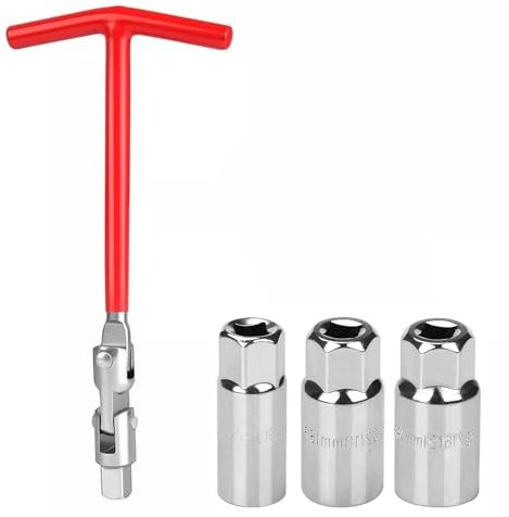 Crozgan Red Spark Plug Tool Set Spark Plug Socket Wrench T-Handle Plug Socket Spark Plug Removal Tool 16mm 18mm 21mm