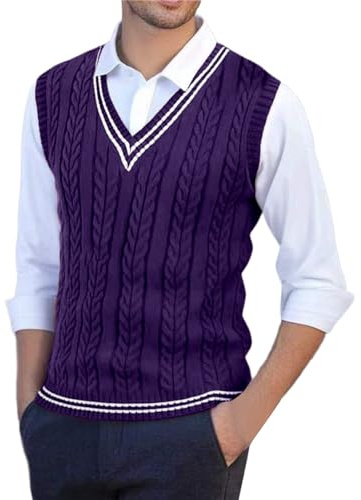 Generisch Årmellos - Maglia sportiva da uomo, per il tempo libero, comoda, leggera, con motivo a treccia, vestibilità normale, maglione invernale