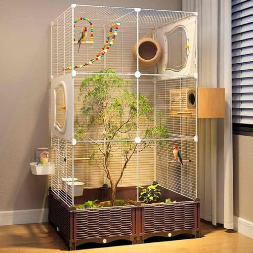 Acrylic Bird Cage Set for Budgies and Canaries - Highly Transparent Horizontal Wire Mesh - 12-Piece Birdcages for Optimal Bird Care