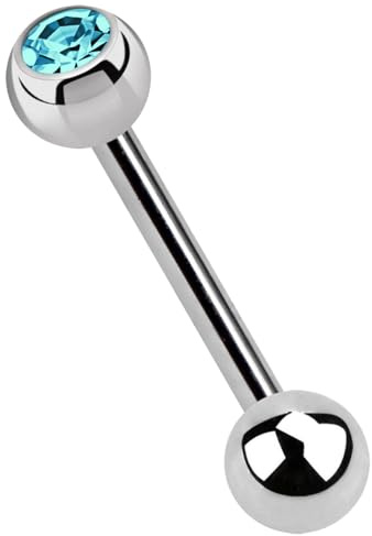 Titanium Piercing Barbell 1.2 mm with Stone Ball and Ball Clasp