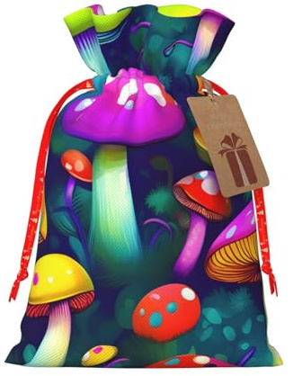 Sacchetti regalo ecologici con stampa artistica con funghi luminosi, sacchetti regalo per feste, bomboniere